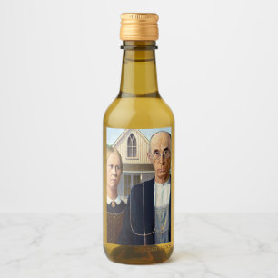 Étiquettes Pour Bouteilles De Vin American gothique classique peinture Grant Wood