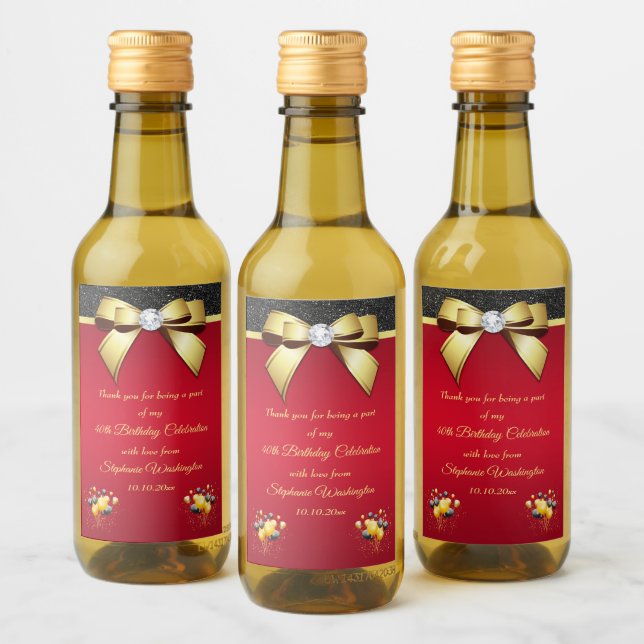 Étiquettes Pour Bouteilles De Vin Anniversaire de l'élégance flamboyante et romantiq (Bouteilles)