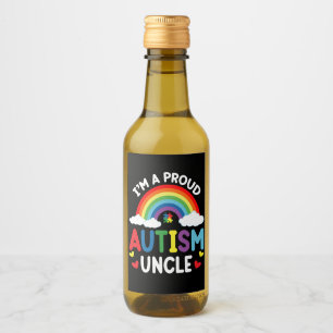 Étiquettes Pour Bouteilles De Vin Arc-en-ciel Je suis un oncle autiste fier de l'aut