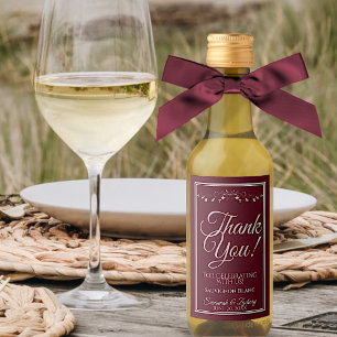 Étiquettes Pour Bouteilles De Vin Argent en Bourgogne Mariage Merci Mini