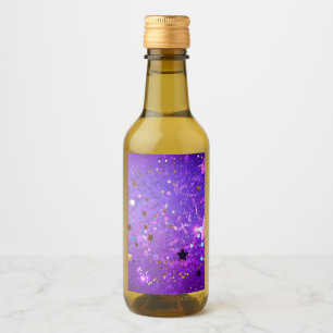 Étiquettes Pour Bouteilles De Vin Arrière - plan de feuille violet avec étoiles
