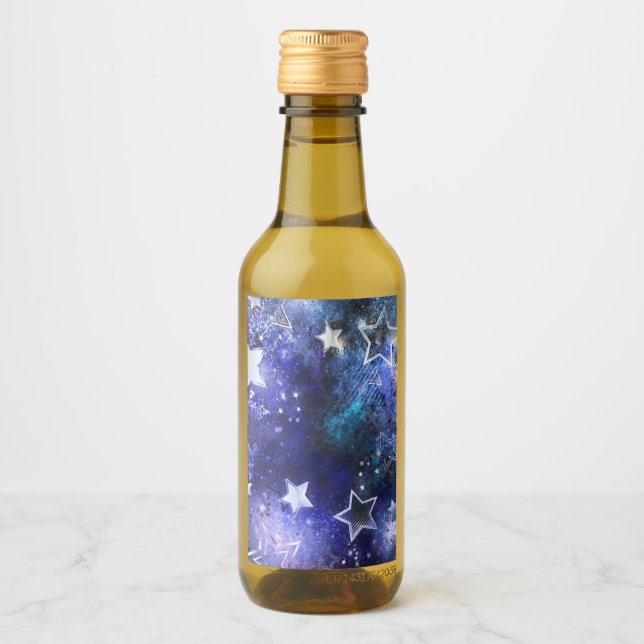 Étiquettes Pour Bouteilles De Vin Arrière - plan spatial avec étoiles (Devant)