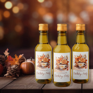 Étiquettes Pour Bouteilles De Vin Automne Floral Cottage Core Teacup Anniversaire Te
