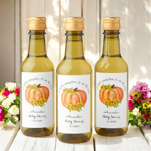 Étiquettes Pour Bouteilles De Vin Baby shower citrouille orange blanc