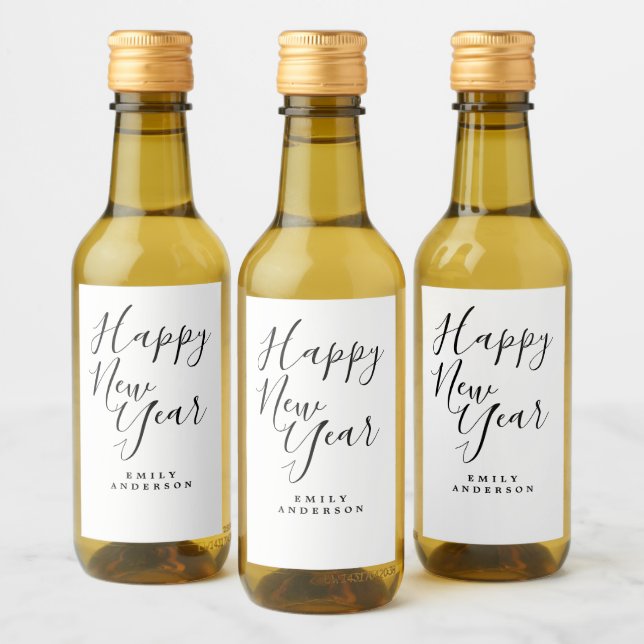 Étiquettes Pour Bouteilles De Vin Bonne année Black White Personnalisé Party (Bouteilles)