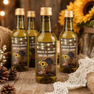 Étiquettes Pour Bouteilles De Vin Bottes de Cowboy Tournesol Faveur de Mariage Weste