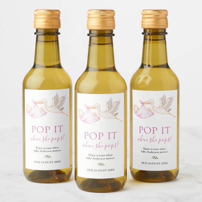 Étiquettes Pour Bouteilles De Vin Bouche rose Pop it quand elle Pops (Bouteilles)