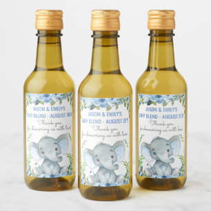 Étiquettes Pour Bouteilles De Vin Boy Elephant Baby shower Mini bouteille de vin Éti