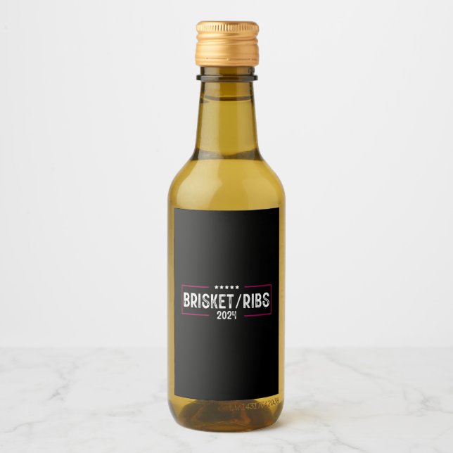 Étiquettes Pour Bouteilles De Vin Brisket Ribs 2024 Barbecue Élection politique (Devant)