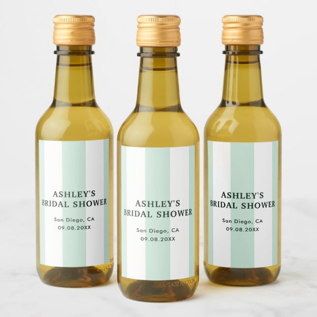 Étiquettes Pour Bouteilles De Vin Cabana Stripe Sea Green Fête de Mariage (Bouteilles)