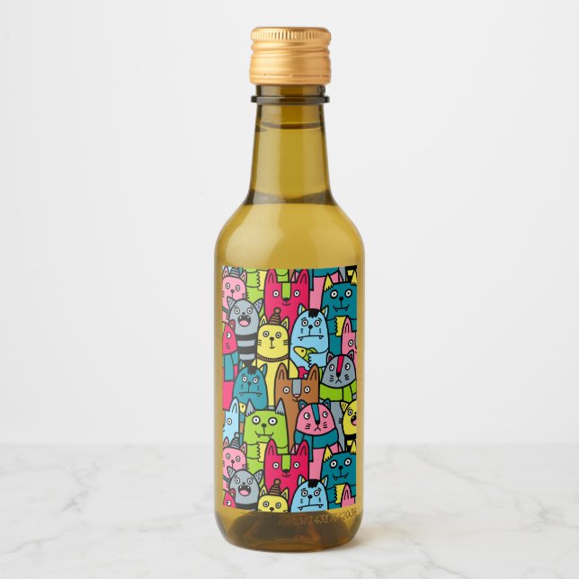 Étiquettes Pour Bouteilles De Vin Cat et kitten (Devant)