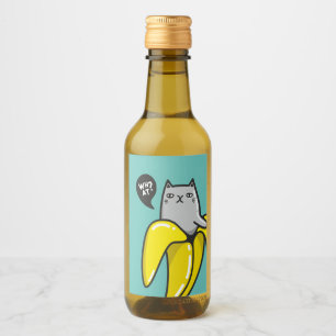 Étiquettes Pour Bouteilles De Vin Chat en banane