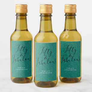 Étiquettes Pour Bouteilles De Vin Chic 50 Fabulous Green Parties scintillant Nom 50e