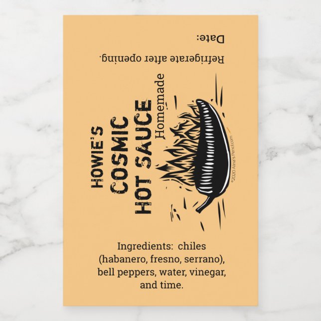 Étiquettes Pour Bouteilles De Vin Chilli Flamme Poivre Maison Sauce Chaude Personnal (Étiquettes simples)