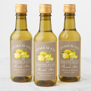 Étiquettes Pour Bouteilles De Vin Citrons Merci Kraft Limoncello Mini Étiquettes de 