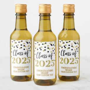 Étiquettes Pour Bouteilles De Vin Classe de Parties scintillant d'or noir de 2025 Gr