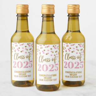 Étiquettes Pour Bouteilles De Vin Classe de Parties scintillant d'or rose de 2025 Gr