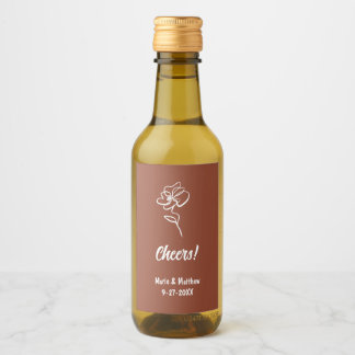 Étiquettes Pour Bouteilles De Vin Classic & Elegant Boho Burnt Orange Floral Sketch