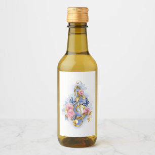 Étiquettes Pour Bouteilles De Vin Clé de fer avec roses roses roses
