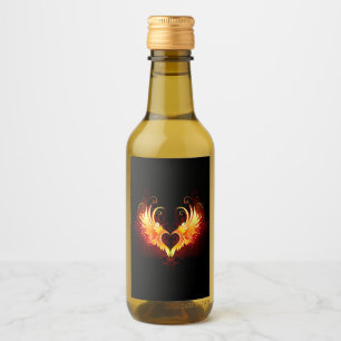 Étiquettes Pour Bouteilles De Vin Coeur de feu ange avec ailes