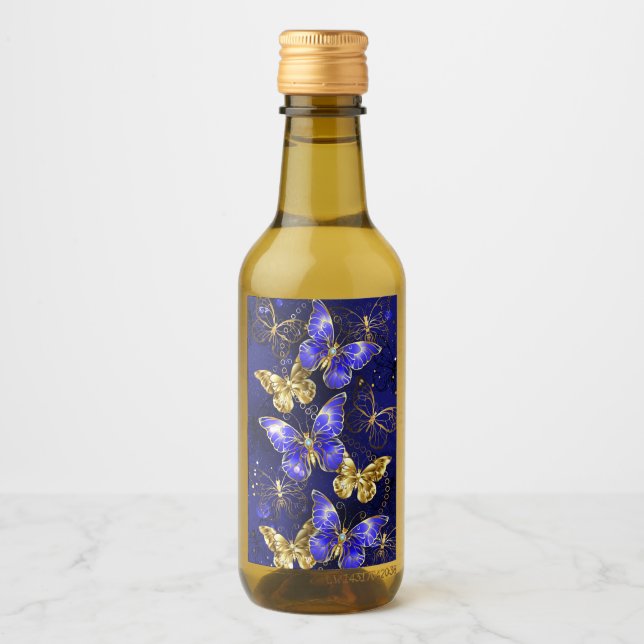Étiquettes Pour Bouteilles De Vin Composition avec papillons Sapphire (Devant)