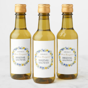Étiquettes Pour Bouteilles De Vin Couronne de fleurs sauvages bleues jaunes lavande 