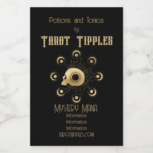 Étiquettes Pour Bouteilles De Vin Créez votre propre Arcane d'or Force Tarot (Étiquettes simples)