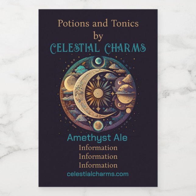 Étiquettes Pour Bouteilles De Vin Créez votre propre lune et planètes mystiques de c (Étiquettes simples)
