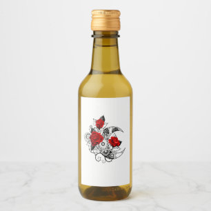 Étiquettes Pour Bouteilles De Vin Croissant mécanique avec roses rouges
