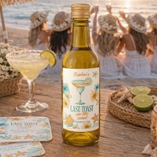 Étiquettes Pour Bouteilles De Vin Dernière Toast sur la Côte Bachelorette de Plage P