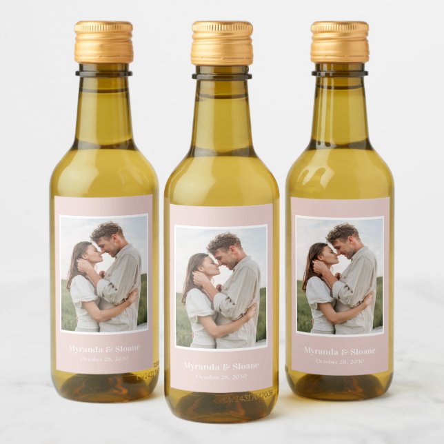 Étiquettes Pour Bouteilles De Vin Dîner de répétition photo rose pâle (Bouteilles)