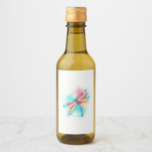 Étiquettes Pour Bouteilles De Vin Dragonfly rouge sur l'arrière - plan aquarelle