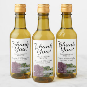 Étiquettes Pour Bouteilles De Vin Dusty Mauve Rose Élégant Merci de mariage Mini