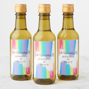 Étiquettes Pour Bouteilles De Vin Élégant arc-en-ciel Mariage LGBTQ Mini personnalis
