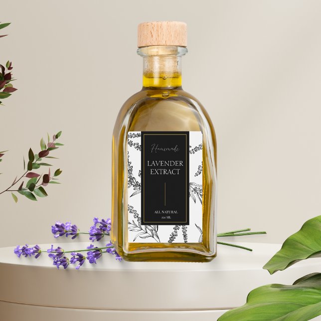 Étiquettes Pour Bouteilles De Vin Elégant croquis fait maison Lavender Extrait Étiqu (Créateur téléchargé)