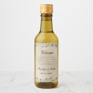 Étiquettes Pour Bouteilles De Vin Élégant Mariage Floral Vintage Panier de bienvenue
