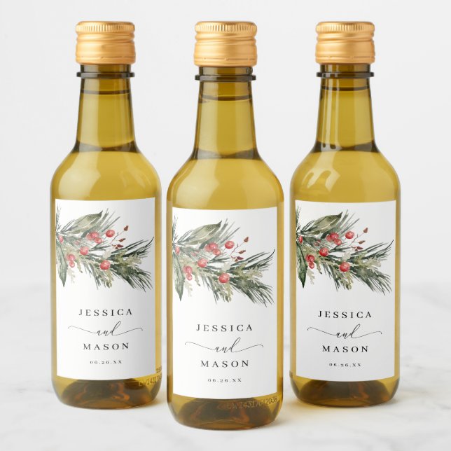 Étiquettes Pour Bouteilles De Vin Elégante aquarelle Noël mariage Faveurs (Bouteilles)