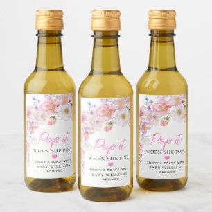 Étiquettes Pour Bouteilles De Vin Eloise Floral Baby shower Pop It