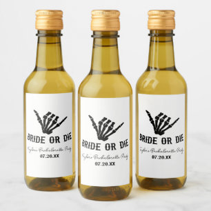 Étiquettes Pour Bouteilles De Vin Enterrement de vie de jeune fille squelette Rockst