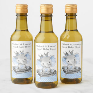 Étiquettes Pour Bouteilles De Vin Étiquettes de vin mini pour Baby Shower Prince Élé