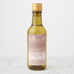 Étiquettes Pour Bouteilles De Vin Étiquettes de vin miniatures en or rose dégoulinan
