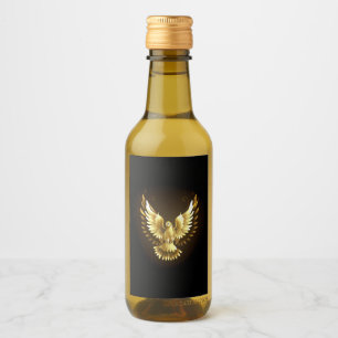 Étiquettes Pour Bouteilles De Vin Faux Gold Foil Peace Dove en noir