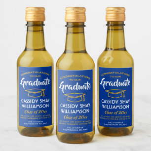 Étiquettes Pour Bouteilles De Vin Félicitations Royal Blue Gold Yellow Mini