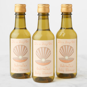 Étiquettes Pour Bouteilles De Vin Fête prénatale mixte Coquille d'huître et Perle