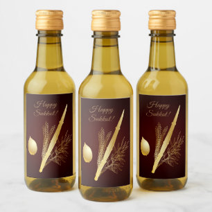 Étiquettes Pour Bouteilles De Vin Fête vintage de Souccot - Vacances juives Lulav Et