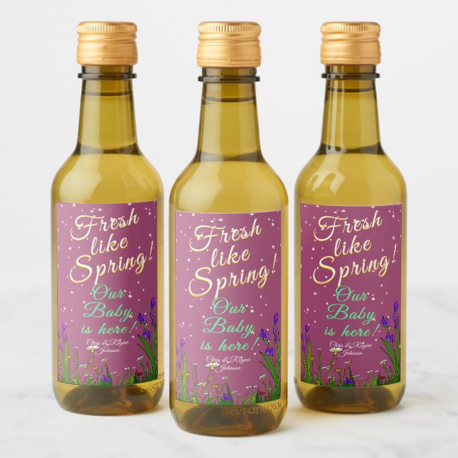 Étiquettes Pour Bouteilles De Vin Fleurs Douches Fraîches Comme Le Printemps ! Viole (Bouteilles)