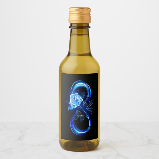 Étiquettes Pour Bouteilles De Vin Glowing infinity with blue rose (Devant)