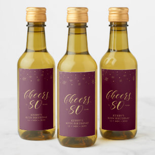Étiquettes Pour Bouteilles De Vin Gold & Red Cheers 80 ans, 80e fête d'anniversaire