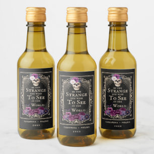 Étiquettes Pour Bouteilles De Vin Gothique Floral Halloween Personnaliser le nom