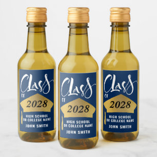 Étiquettes Pour Bouteilles De Vin Grad minimaliste or Casquette élégant Script Grad 
